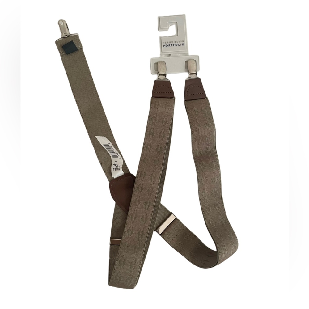Perry Ellis Portfolio Clip Suspenders Khaki